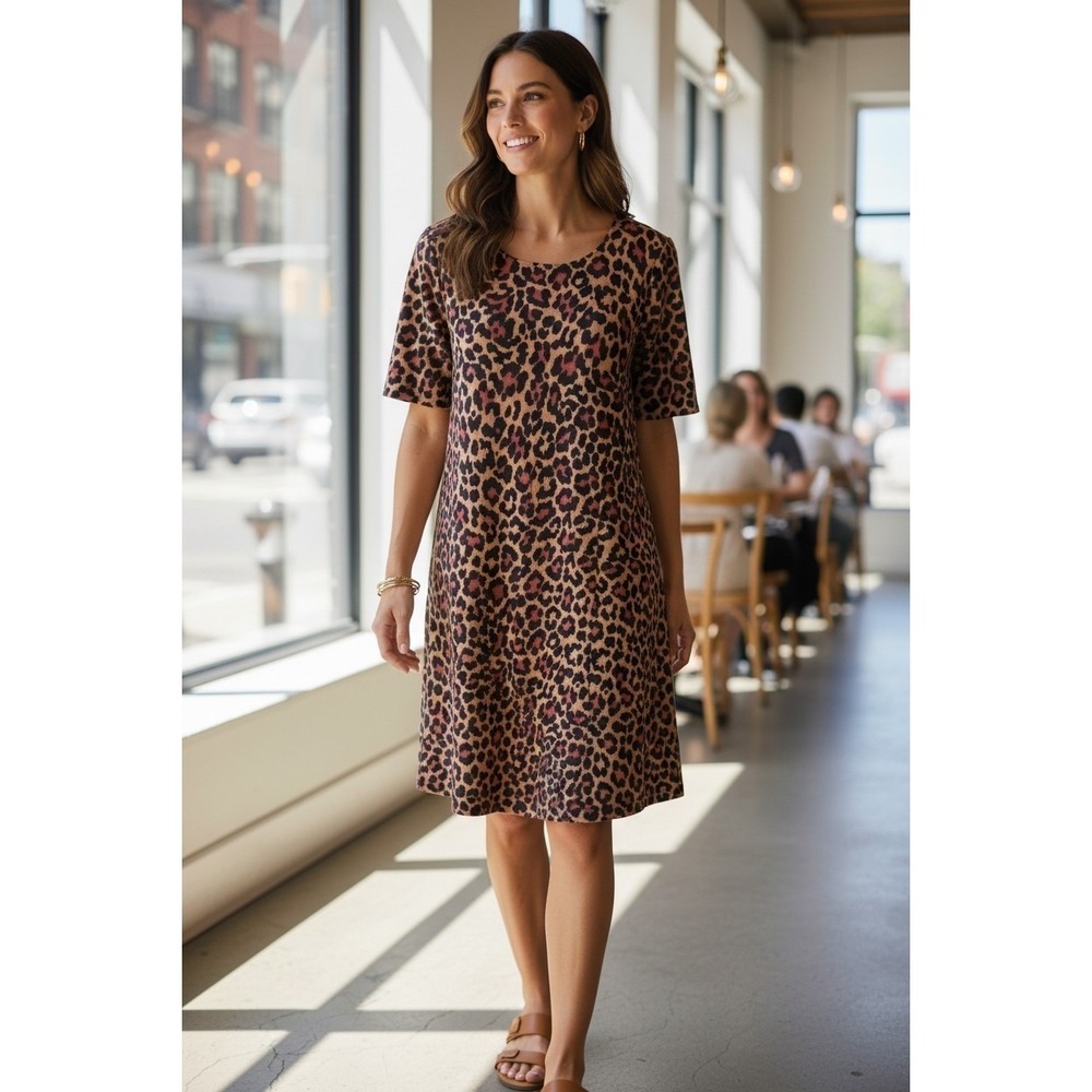 NWT J.Crew Leopard Print Shift Dress Womens Casual Chic Modern Minimalist SZ 16